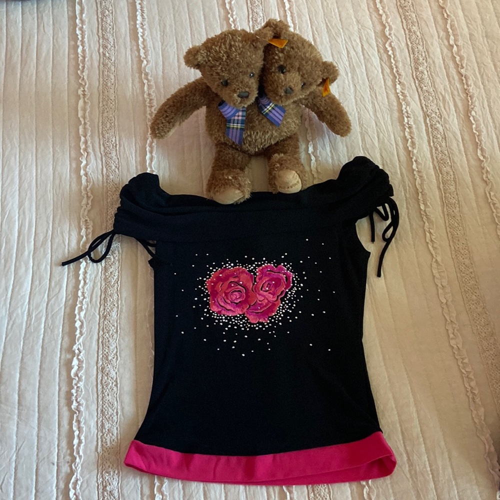 Y2K off the shoulder sequin top